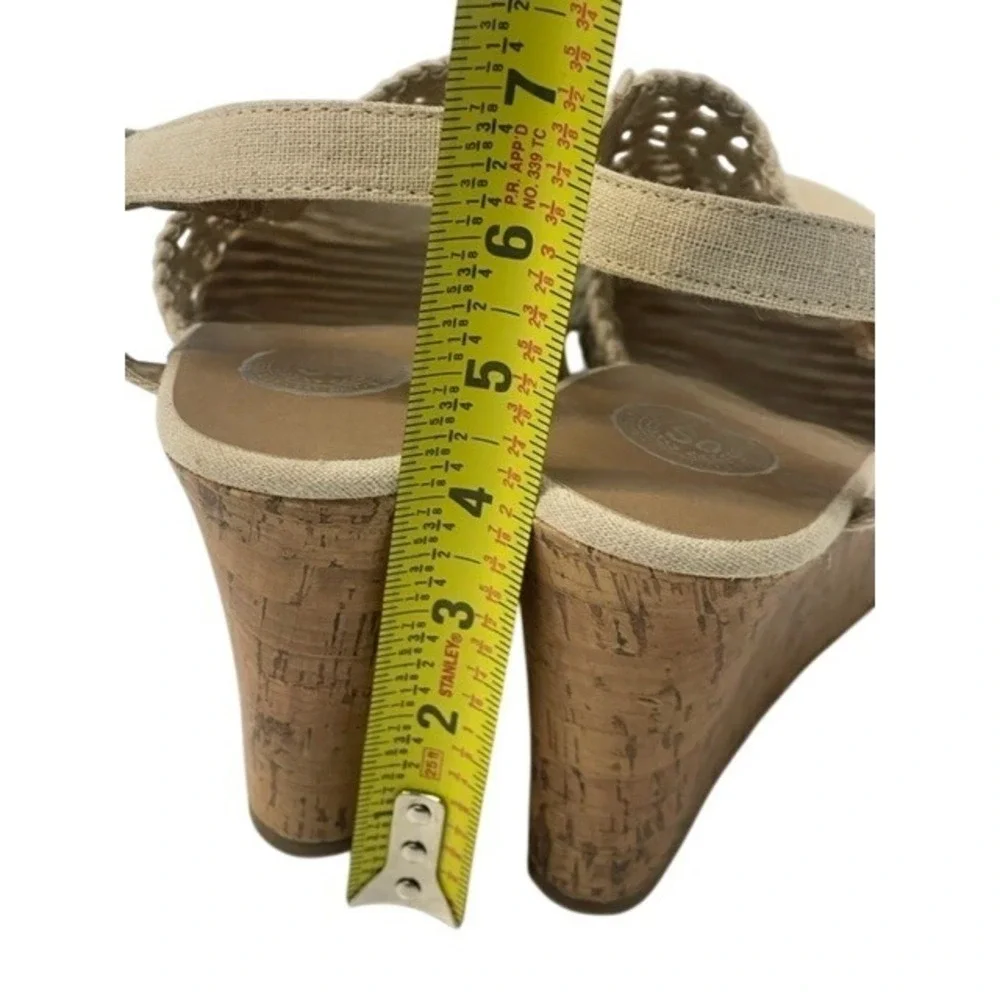 Size 9 SO Authentic American Heritage Beige‎ Woven Wedge Sandals Cork Platform